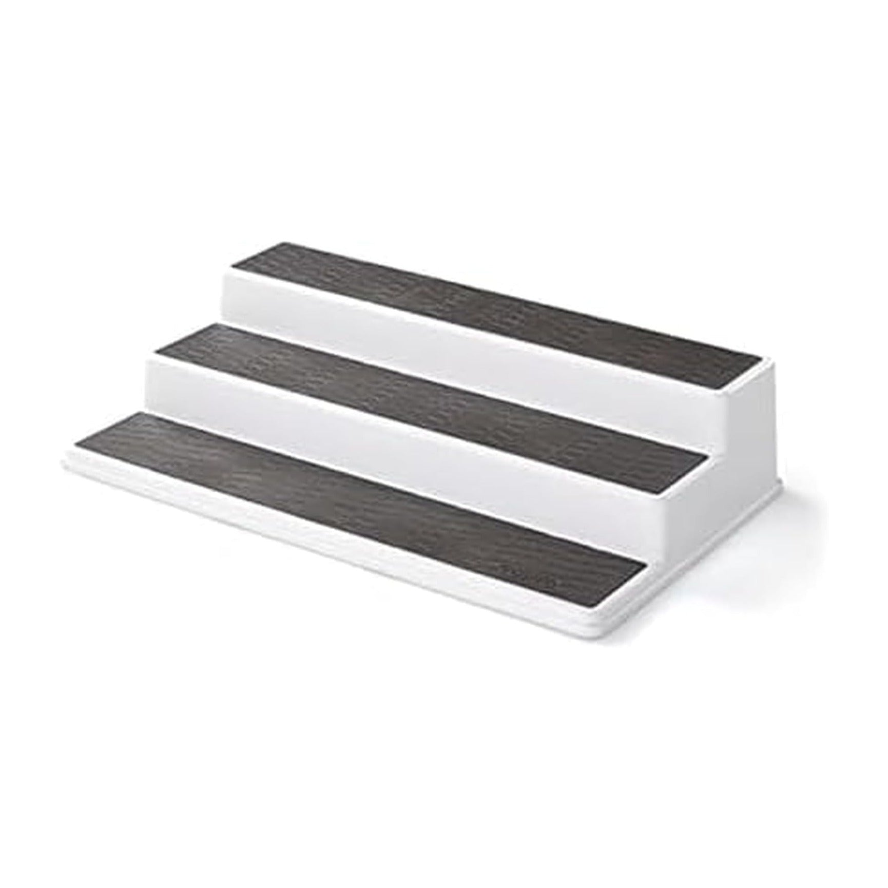 3-Tier Non-Skid Spice Rack Organizer for Kitchen Cabinet or Pantry, 15-Inch Tiered Shelf, White/Gray, Slip-Resistant Design for Jars and Bottles