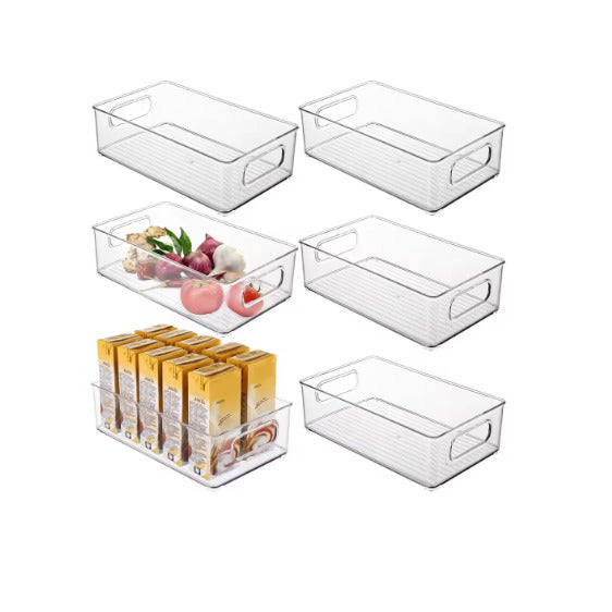 1/2/3PCS Clear Pantry Storage Bins with Handles – Stackable Refrigerator & Cabinet Organizer Containers for Kitchen Storage