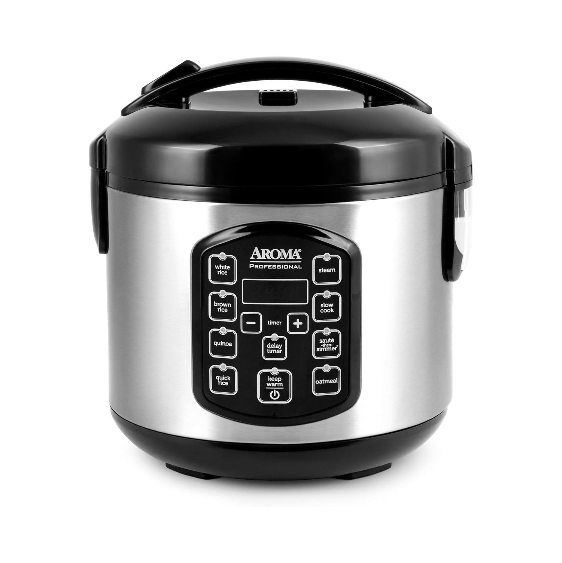 Professional Digital Rice Cooker, Multicooker, 4-Cup (Uncooked) / 8-Cup (Cooked), Steamer, Slow Cooker, Oatmeal Cooker, STS, Auto Keep Warm, 2 Qt, Stainless Steel
