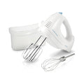 6-Speed Electric Hand Mixer with Whisk, Traditional Beaters, Snap-On Storage Case, 250 Watts, White