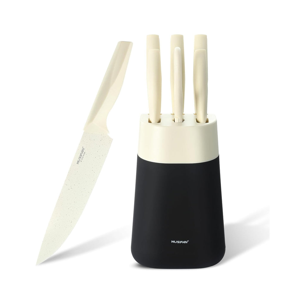 7-Piece Kitchen Knife Set ，Knife Block Sets and High-Carbon Stainless Steel Kitchen Knives for Cooking ，Dishwasher Safe,Ergonomic Handle