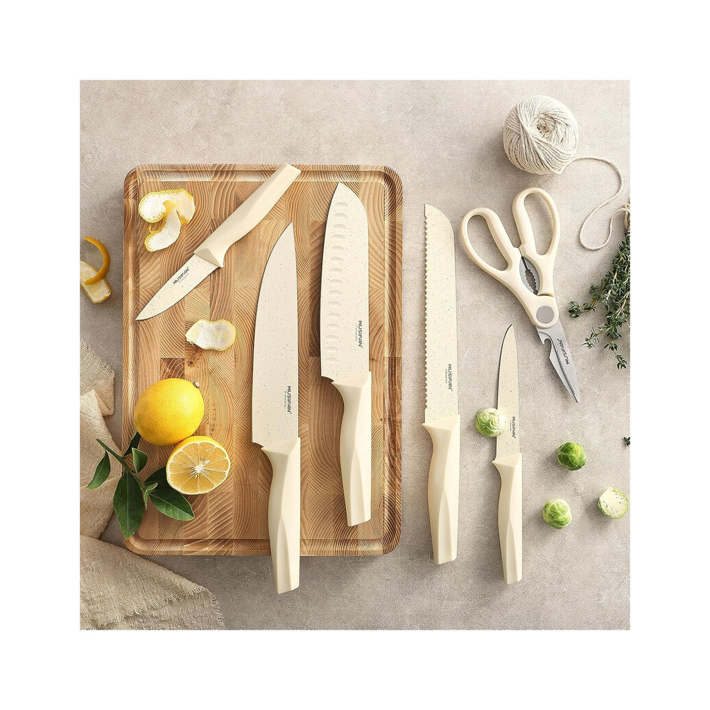 7-Piece Kitchen Knife Set ，Knife Block Sets and High-Carbon Stainless Steel Kitchen Knives for Cooking ，Dishwasher Safe,Ergonomic Handle