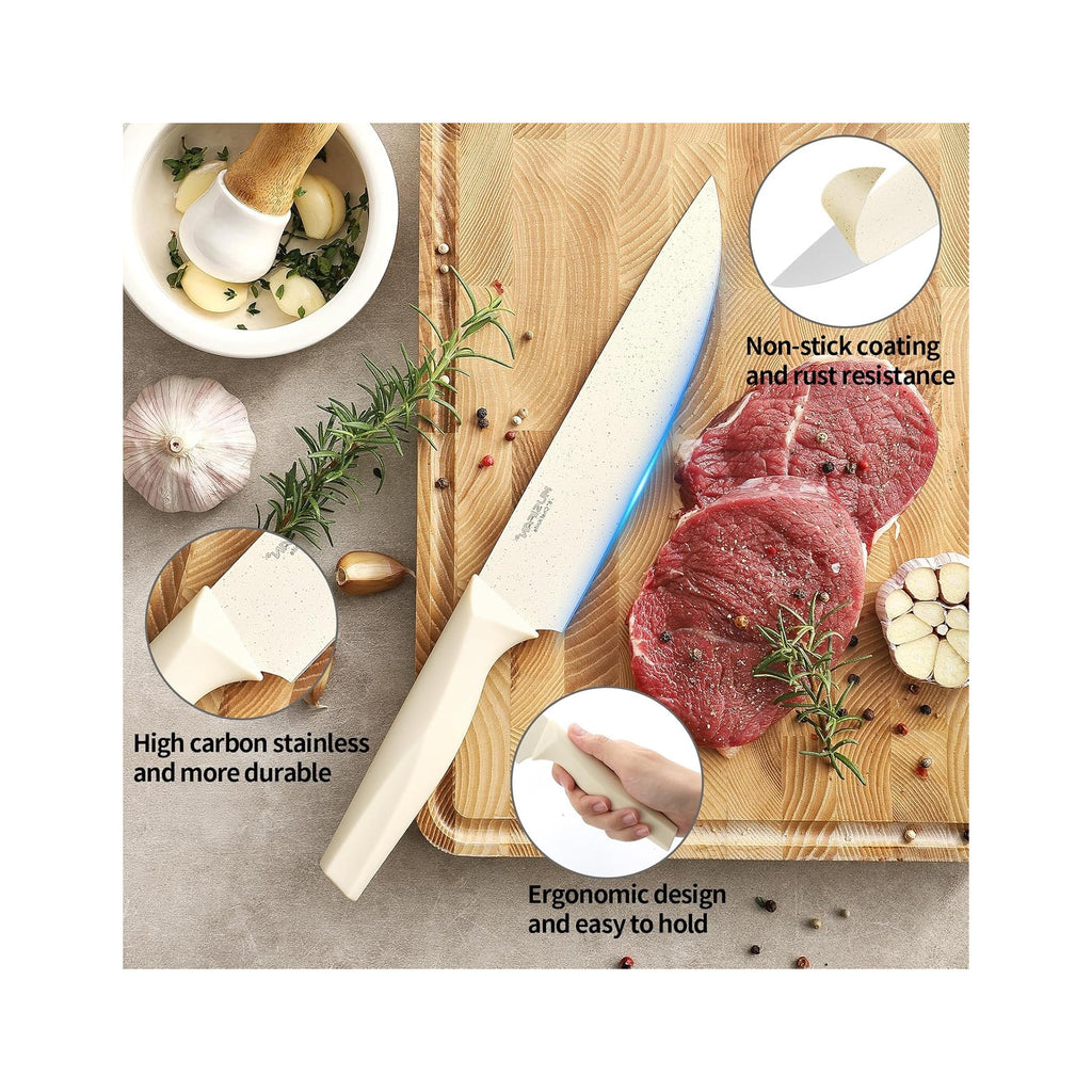 7-Piece Kitchen Knife Set ，Knife Block Sets and High-Carbon Stainless Steel Kitchen Knives for Cooking ，Dishwasher Safe,Ergonomic Handle