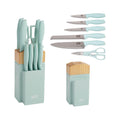 Kitchen Knife Set with Block, Cutlery Set includes Chef, Bread, Utility, Paring, Steak Knives & Shears, 10-Piece, Aqua