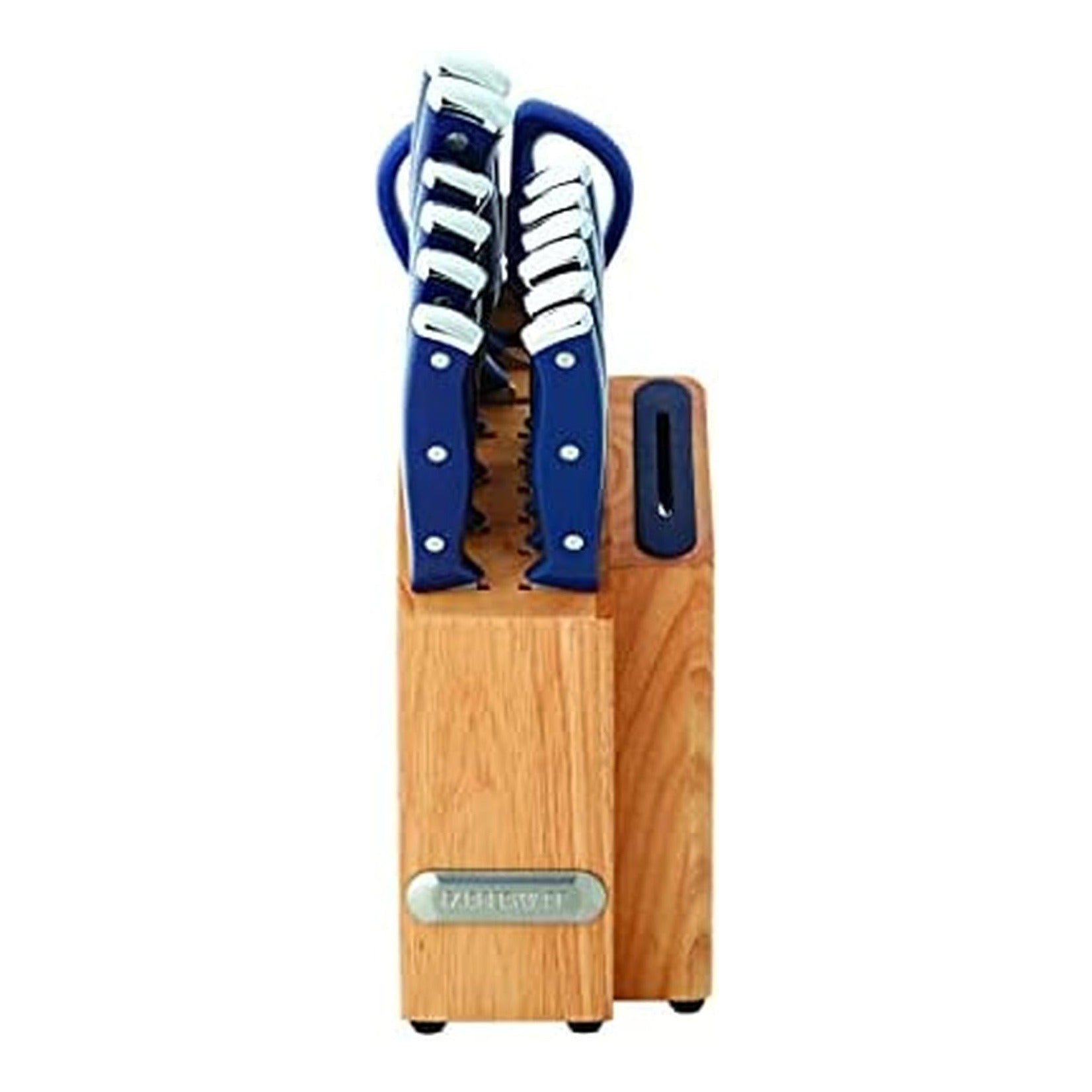 Edgekeeper Triple Riveted Slim Knife Block Set with Built in Sharpener, 14-Piece, Navy