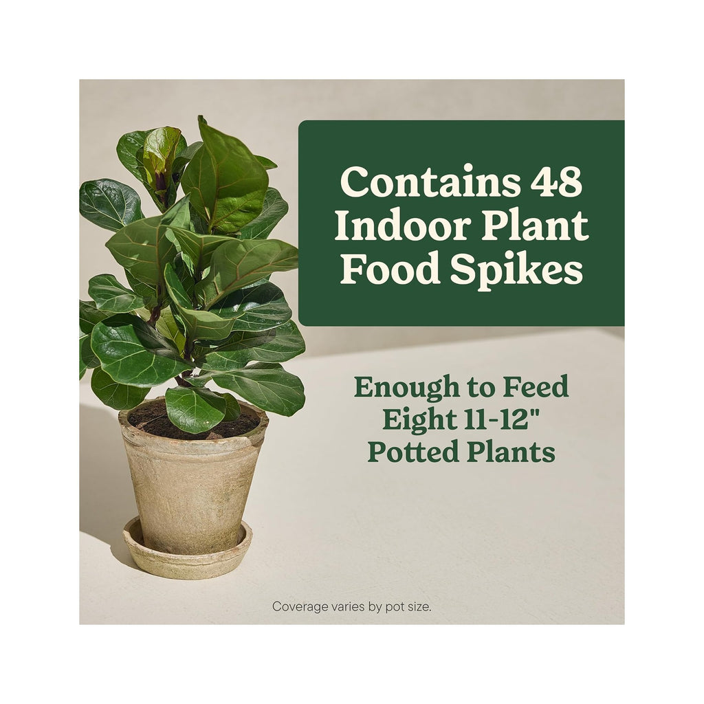 Indoor Plant Food Spikes for All Plants, Fertilizer Spikes for Houseplants, Flowers, Vegetables, and Herbs, 48 Spikes
