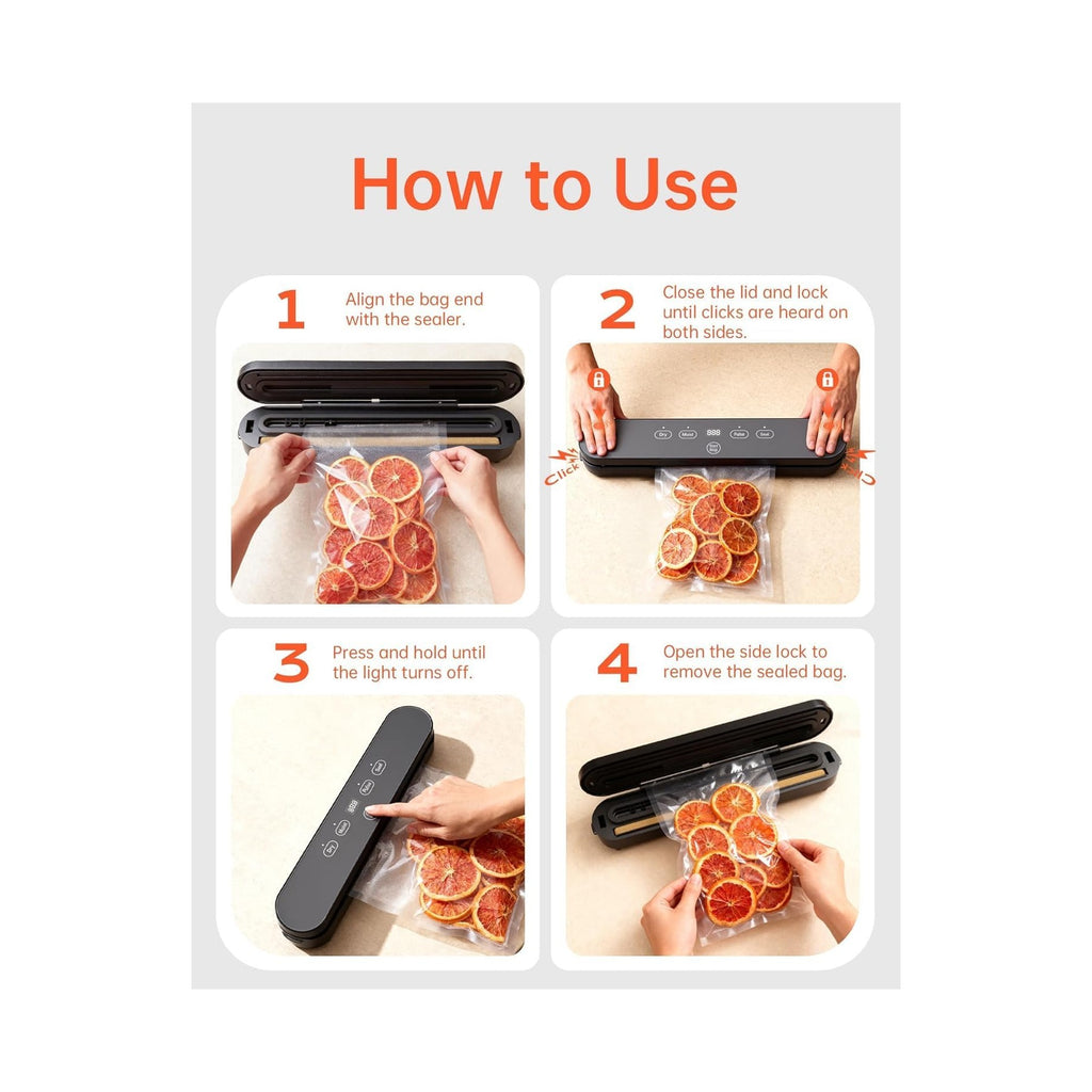 Food Vacuum Sealer Machine, 75kPa Compact Vacuum Sealer for Food, 4-in-1 Food Sealer with Digital Timer, Moist/Dry, Pulse, Seal Modes, Includes 20 Vacuum Bags, Perfect for Freezer Storage