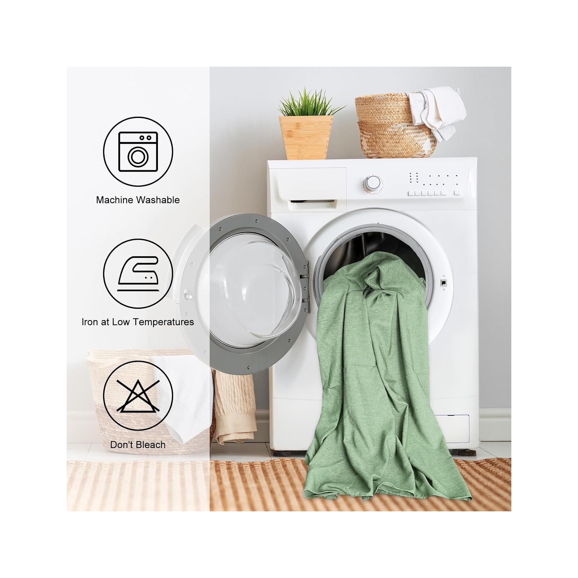 Textured Linen Table Cloth for Rectangle Tables - Sage Green Tablecloths Rectangular Waterproof Wrinkle Free Wipeable Dining Table Cover for Spring Easter Decor Wedding Birthday, 52 x 70 Inch