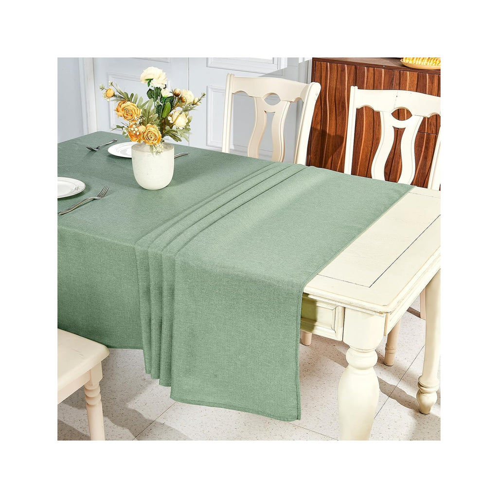 Textured Linen Table Cloth for Rectangle Tables - Sage Green Tablecloths Rectangular Waterproof Wrinkle Free Wipeable Dining Table Cover for Spring Easter Decor Wedding Birthday, 52 x 70 Inch