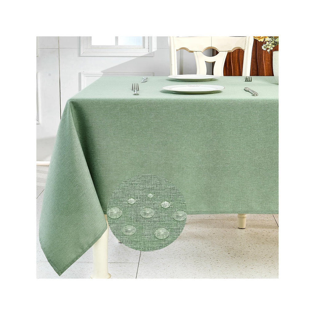 Textured Linen Table Cloth for Rectangle Tables - Sage Green Tablecloths Rectangular Waterproof Wrinkle Free Wipeable Dining Table Cover for Spring Easter Decor Wedding Birthday, 52 x 70 Inch