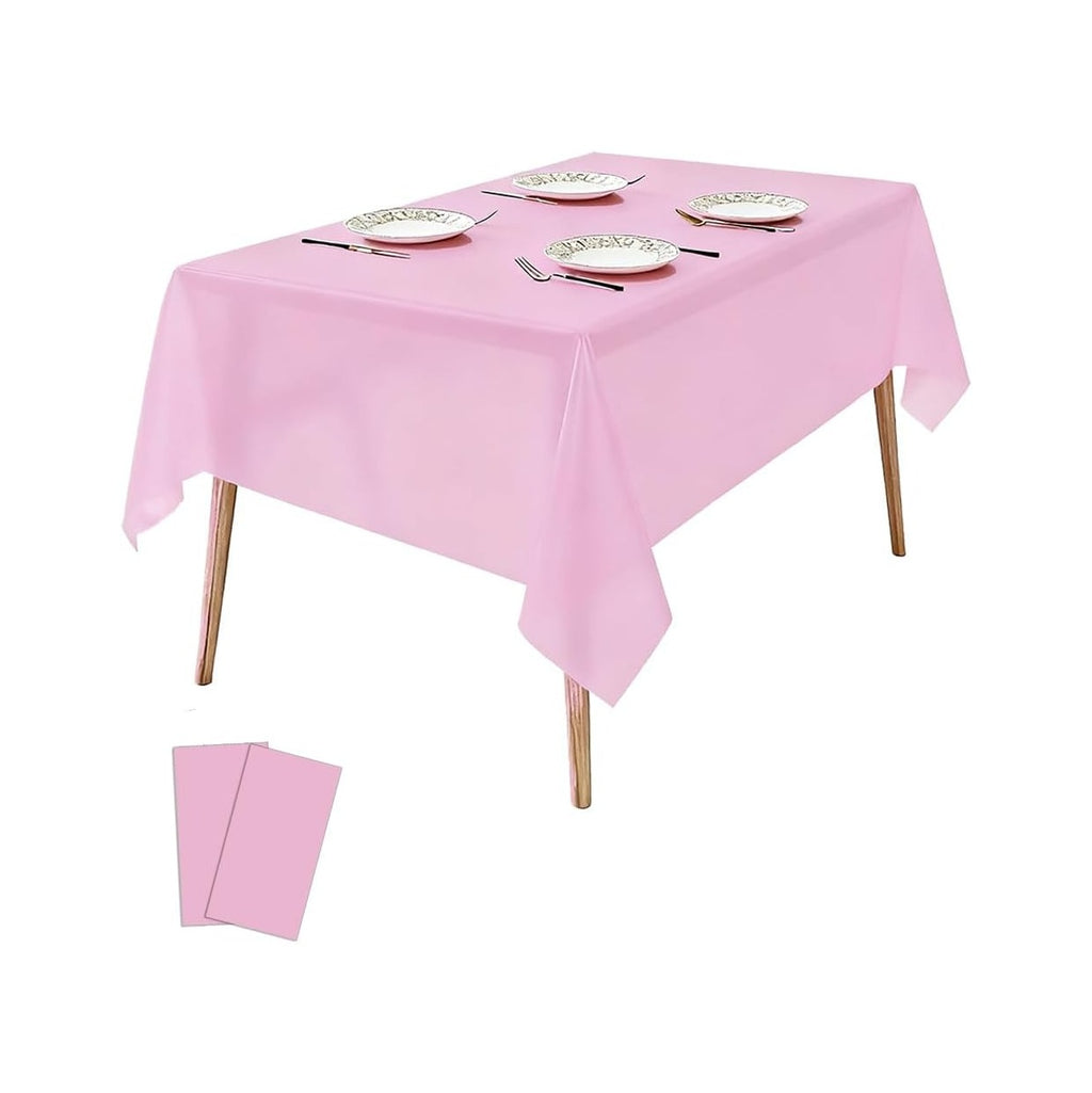 2 Pack Plastic Tablecloths Disposable Plastic Table Covers Cloths BBQ Picnic Birthday Wedding Parties Tablecloth Oil-Proof Waterproof Table Cloth Light Weight Thin Pink Cover 54 x 108 in