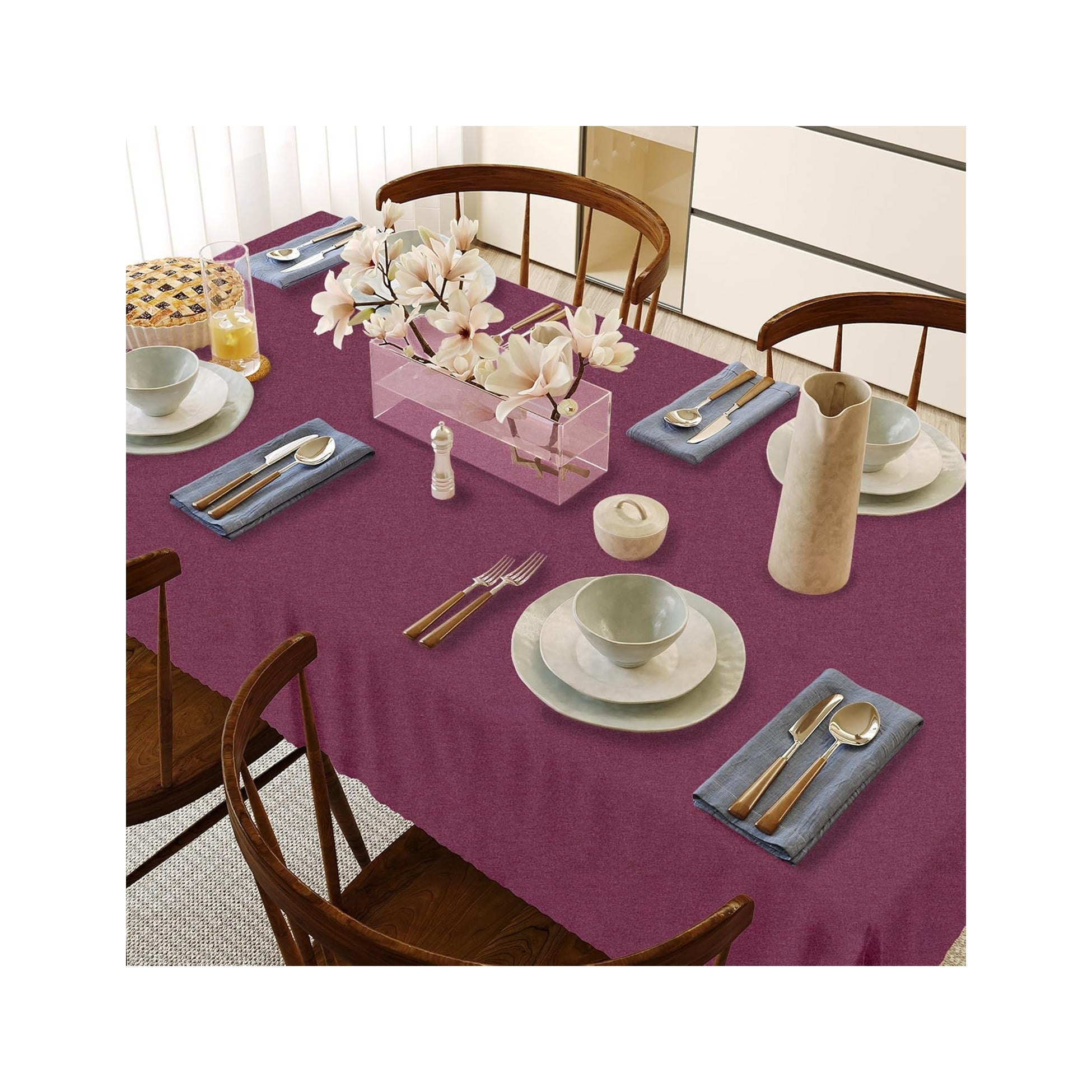 Rectangular Tablecloth Cationic Fabric Waterproof Stain Resistant Wrinkle-Resistant for Home/Decoration/Party/Buffet/Wedding/Dining Room/Camping