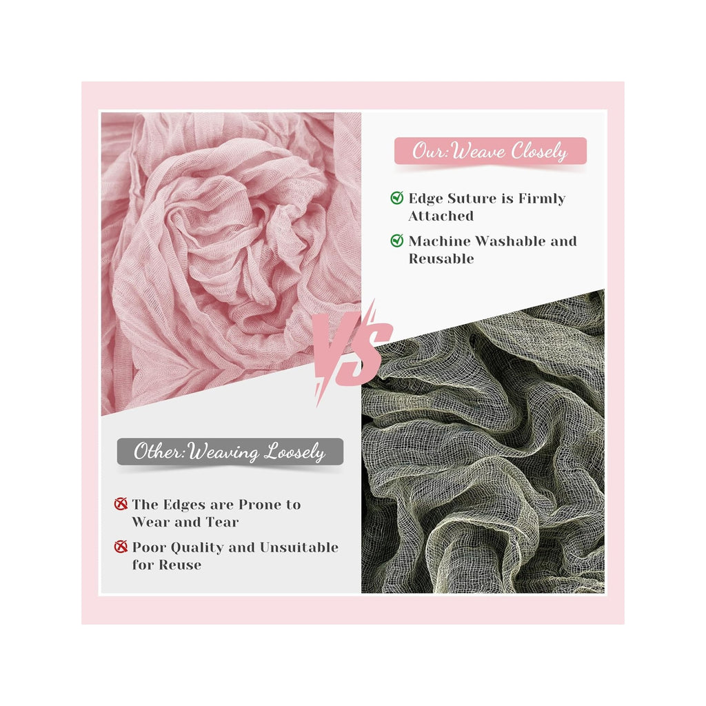 Pink Table Runner, 10 Ft Spring Table Runner, Gauze Rustic Cheesecloth Table Runners for Wedding, Party, Baby & Bridal Shower, 120 in Boho Table Runners for Easter, Mother's Day