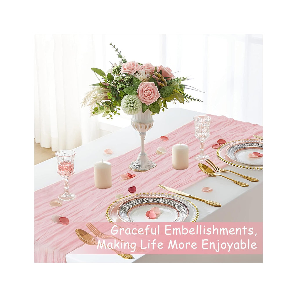 Pink Table Runner, 10 Ft Spring Table Runner, Gauze Rustic Cheesecloth Table Runners for Wedding, Party, Baby & Bridal Shower, 120 in Boho Table Runners for Easter, Mother's Day