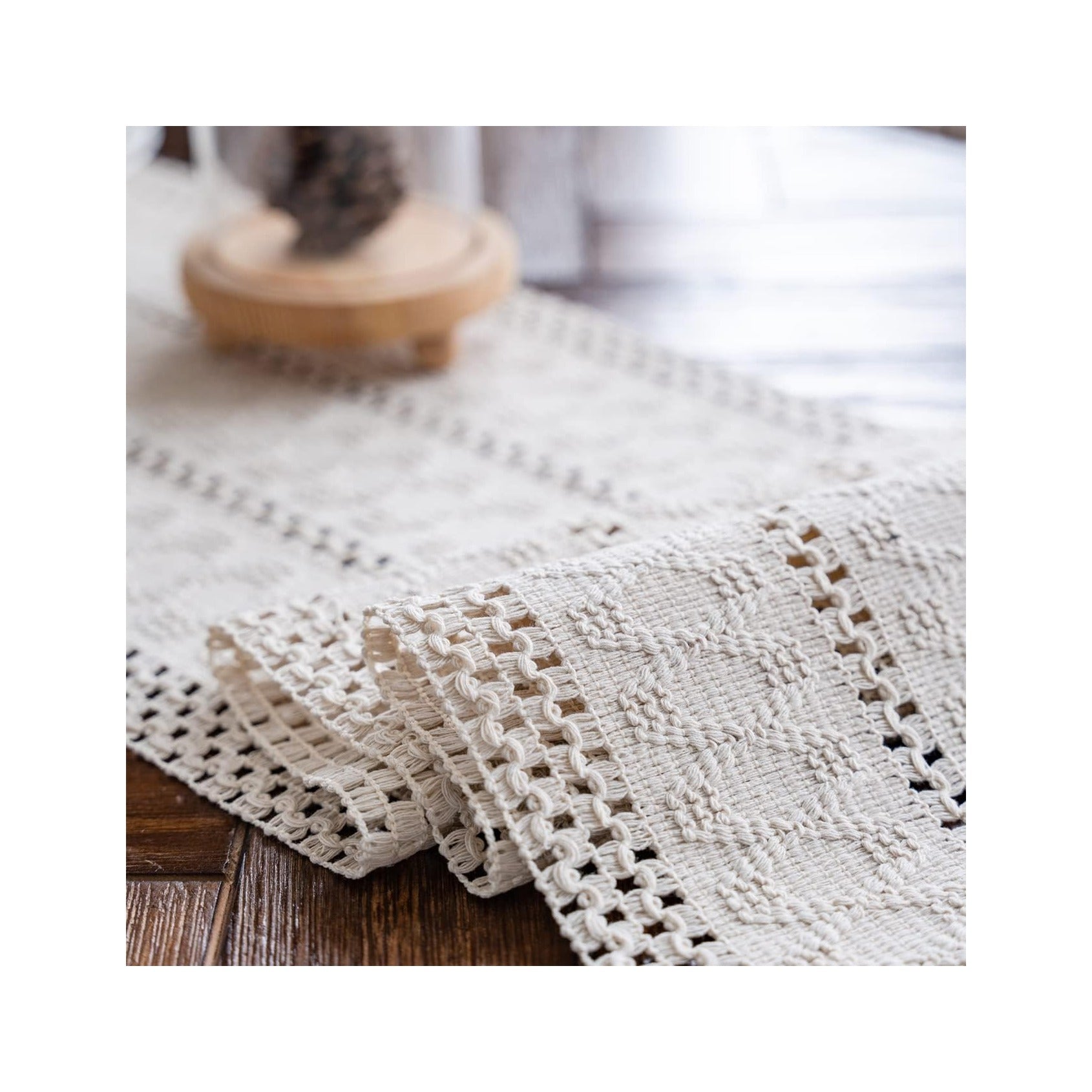 Macrame Table Runner Cream Beige Boho Table Runners with Tassels Hand Woven Cotton Table Runner Rustic Farmhouse Table Runners for Bohemian Kitchen Dining Table