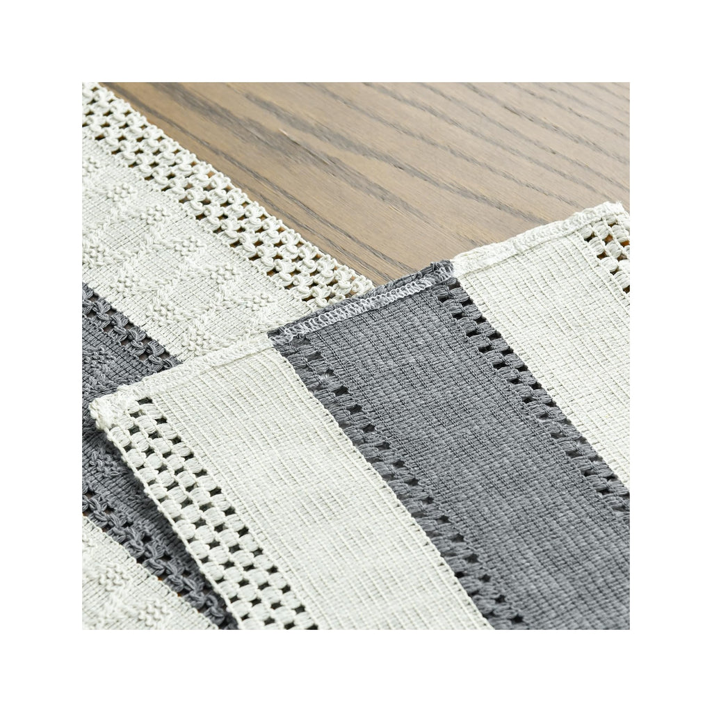 Mode Dark Grey Farmhouse Rustic Table Runner, Seasonal Holiday Hollow Kitchen Dining Table Decoration for Home Party Decor 12x72 Inch