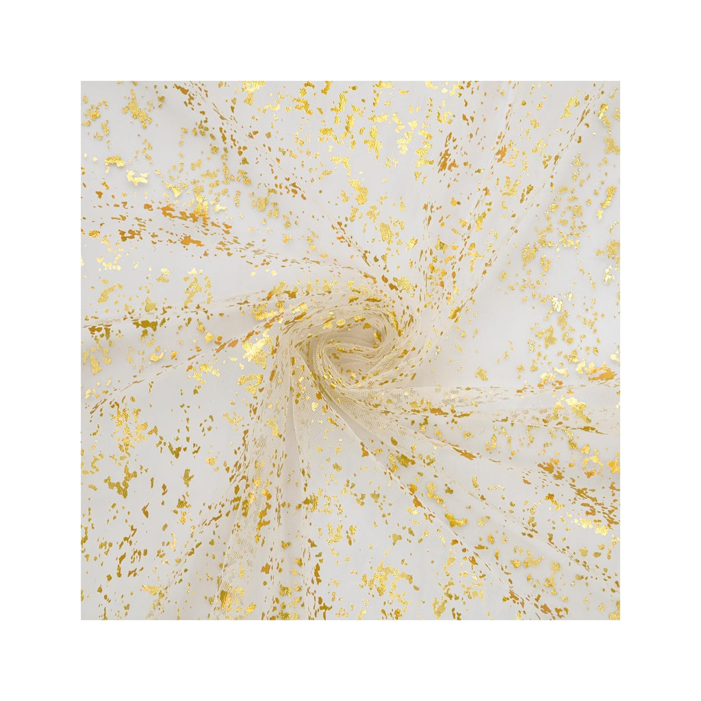 Beige Gold Gauze Table Runner 120 Inch 10FT, Glitter Metallic Foil Sheer Dining Wedding Anniversary Holiday Birthday Table Decor for Home Party