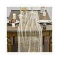 Beige Gold Gauze Table Runner 120 Inch 10FT, Glitter Metallic Foil Sheer Dining Wedding Anniversary Holiday Birthday Table Decor for Home Party
