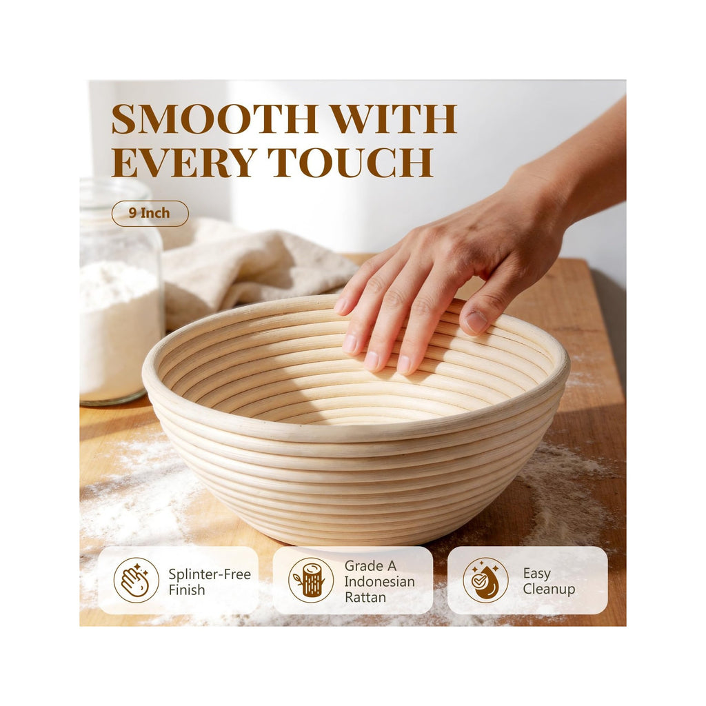 2 Pack Banneton Bread Proofing Baskets for Sourdough, 9 Inch Round Natural Rattan Proofing Basket for Dough Rising, Bread Proofing Bowl Sourdough Bread Baking Supplies for Home Bakers