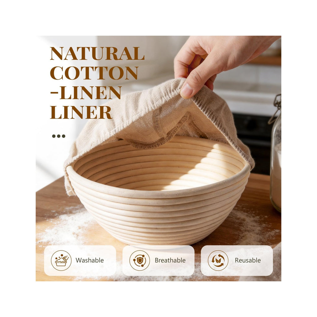 2 Pack Banneton Bread Proofing Baskets for Sourdough, 9 Inch Round Natural Rattan Proofing Basket for Dough Rising, Bread Proofing Bowl Sourdough Bread Baking Supplies for Home Bakers