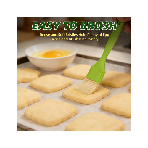 3 Pcs Pastry Brush Set, 1/1/2 inch Bristle Basting Brushes for Cooking, Heat Resistant, Kitchen Brush for Oil, BBQ Grill, Butter Sauce, Baking, with Hang Hole Design