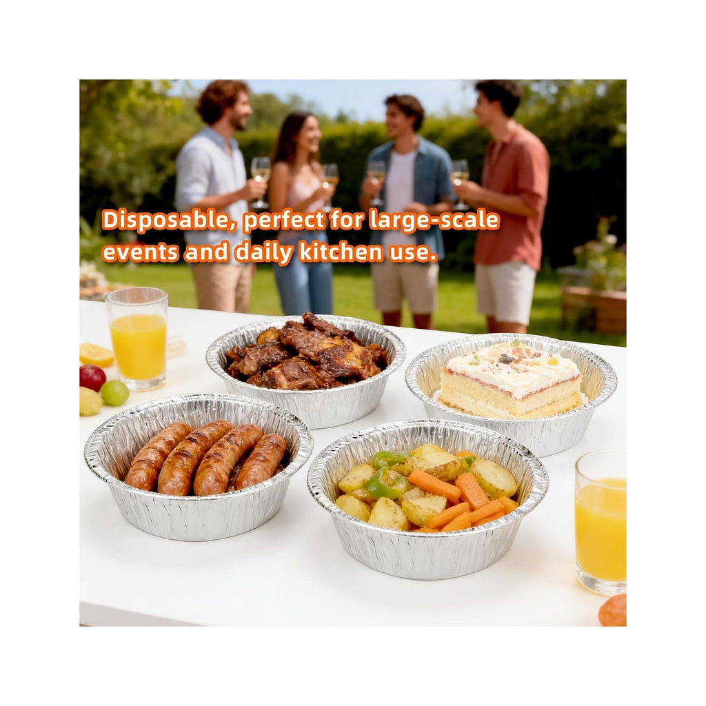 50 Pack Mini Pie Pans, 5in Pie Tins, Disposable Aluminum Round Foil Tart, Aluminum Foil Pans, Easily Stack & Store for Baking, Cooking, Storage or Reheating