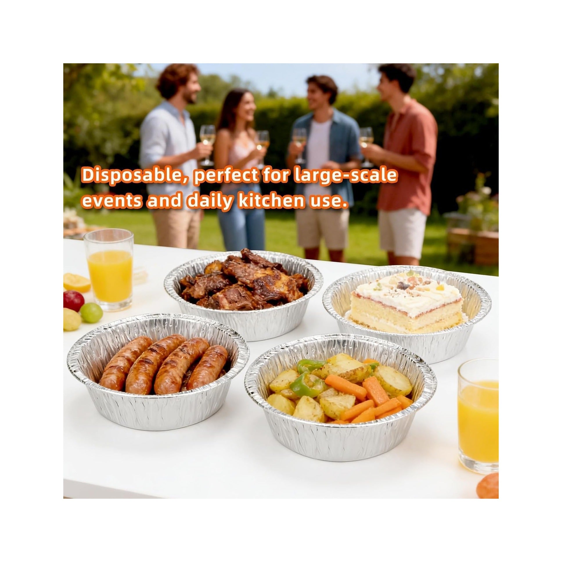 50 Pack Mini Pie Pans, 5in Pie Tins, Disposable Aluminum Round Foil Tart, Aluminum Foil Pans, Easily Stack & Store for Baking, Cooking, Storage or Reheating