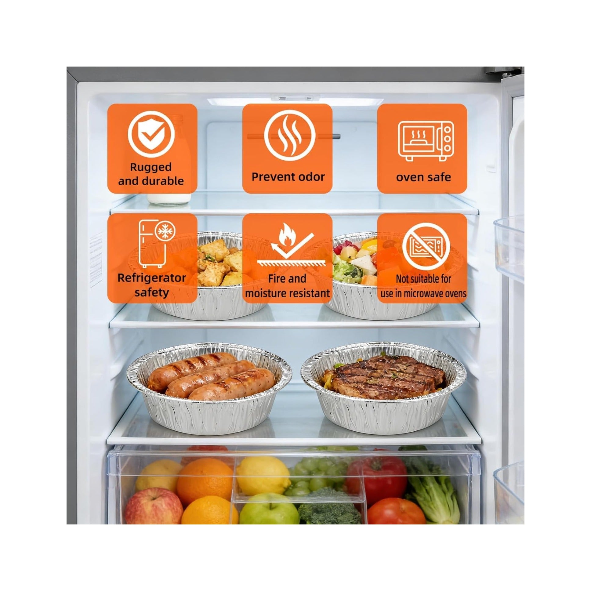 50 Pack Mini Pie Pans, 5in Pie Tins, Disposable Aluminum Round Foil Tart, Aluminum Foil Pans, Easily Stack & Store for Baking, Cooking, Storage or Reheating