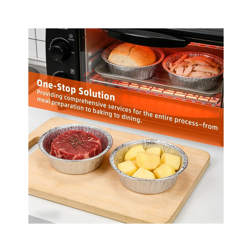 50 Pack Mini Pie Pans, 5in Pie Tins, Disposable Aluminum Round Foil Tart, Aluminum Foil Pans, Easily Stack & Store for Baking, Cooking, Storage or Reheating