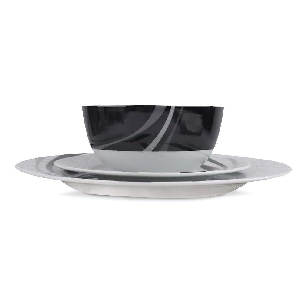 18-Piece Complete Kitchen Dinnerware Set, Microwave and Dishwasher Safe, Plates, Dishes, Bowls, Swirl, Heat Resistant, Service for 6, Everyday Use