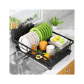 Dish Drying Rack - Space-Saving Small Dish Rack for Kitchen Counter, Rust-Resistant Kitchen Drying Rack, Compact Dish Drainer Organizer with Utensil Holder for Home Kitchen, Black