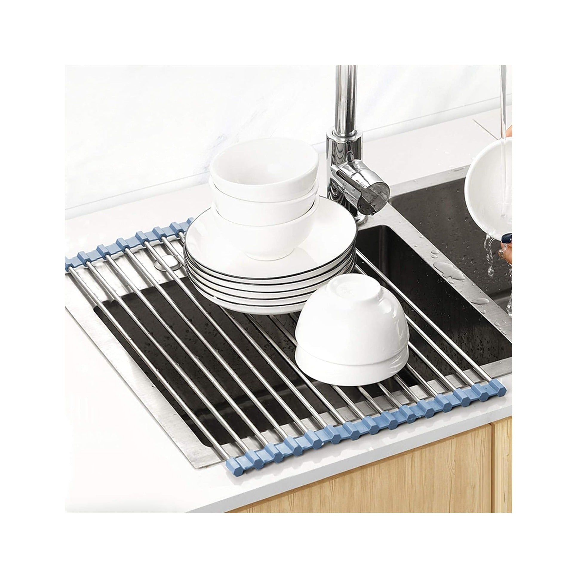 Over The Sink Dish Drying Rack, Roll Up Dish Drying Rack Kitchen Dish Rack Stainless Steel Sink Drying Rack, Foldable Dish Drainer