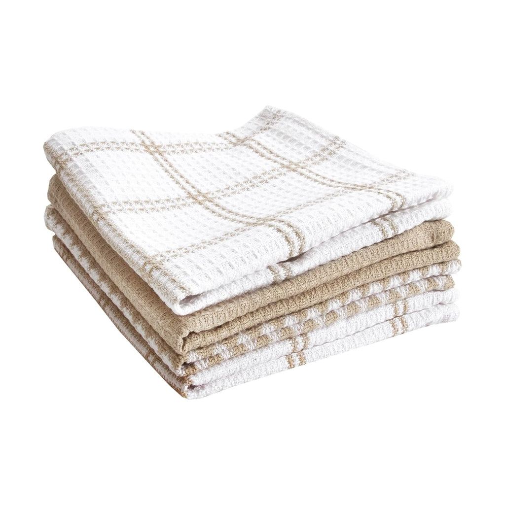Premium Waffle Dish Cloths: Highly Absorbent, Super Soft Long Lasting - 100% Cotton, 12"x13" Flat Waffle Dish Towel for Cleaning & Drying Dishes, (4-Pack), Sand