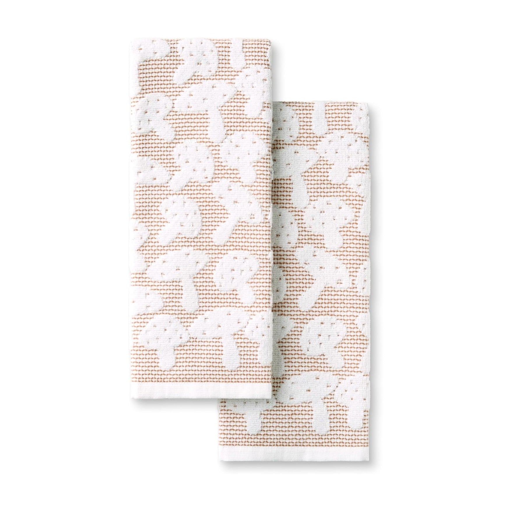 Woodland Harvest Jacquard Mushrooms Kitchen Towel 2-Pack Set, 100% Cotton with Absorbent Honeycomb Texture, Decorative Kitchen Towels, Brown, 16"X28"