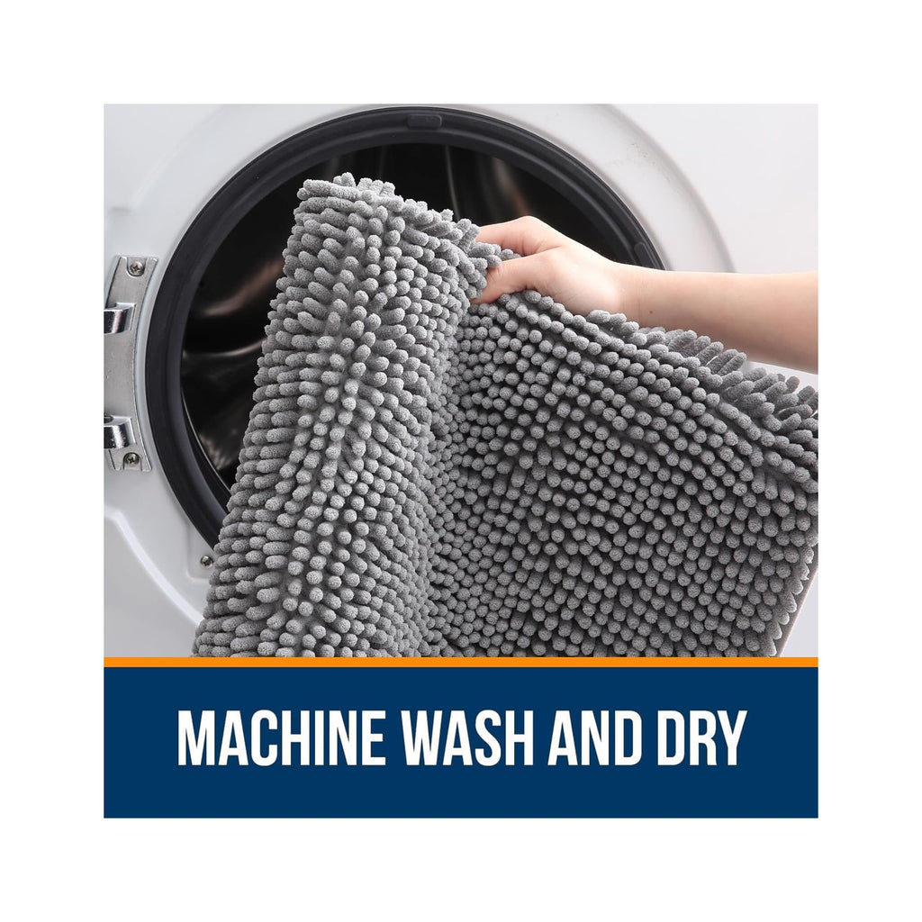 Bathroom Rugs 30x20, Extra Soft Absorbent Chenille Bath Rugs, Rubber Backing Quick Dry, Machine Washable Bath Mats for Bathroom Floor, Tub and Shower, Home Decor Accessories, Grey