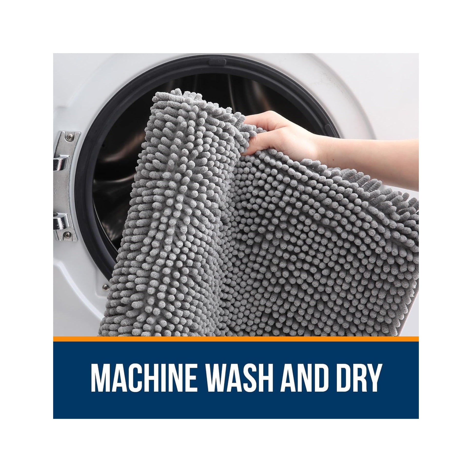 Bathroom Rugs 30x20, Extra Soft Absorbent Chenille Bath Rugs, Rubber Backing Quick Dry, Machine Washable Bath Mats for Bathroom Floor, Tub and Shower, Home Decor Accessories, Grey